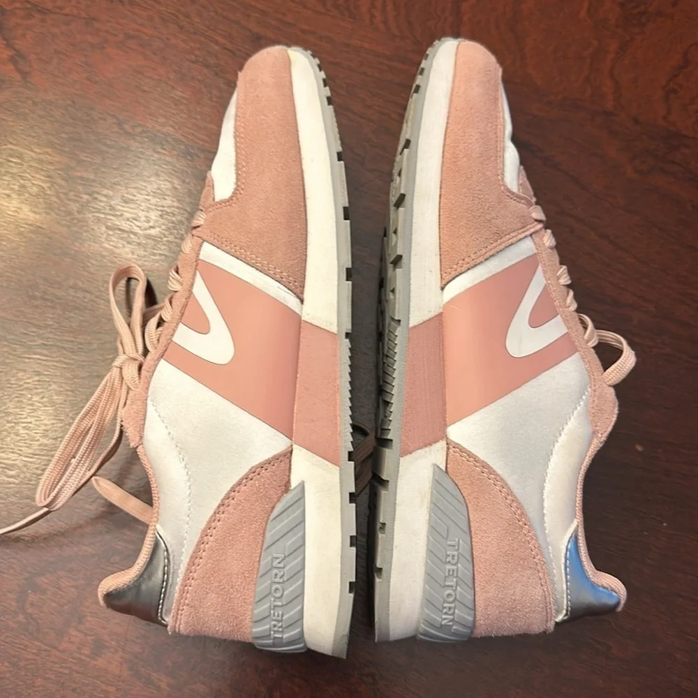 TRETORN Womens Suede Loyola Retro Jogger Sneakers Pink Silver Sz 8.5 Preppy